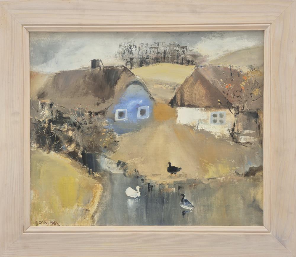 Alma Orlić, Uz potok, Zagreb, 1964., ulje na platnu, MSB 5190